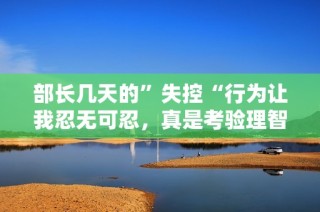 部长几天的”失控“行为让我忍无可忍，真是考验理智极限