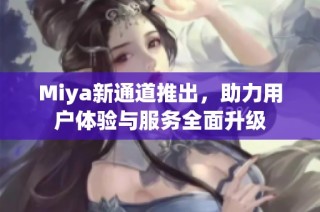 Miya新通道推出，助力用户体验与服务全面升级