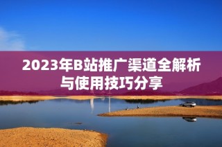 2023年B站推广渠道全解析与使用技巧分享