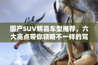 国产SUV精品车型推荐，六大亮点带你领略不一样的驾驶体验