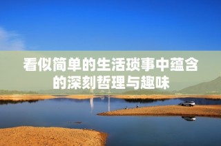 看似简单的生活琐事中蕴含的深刻哲理与趣味