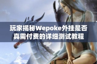 玩家揭秘Wepoke外挂是否真需付费的详细测试教程