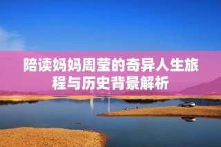 陪读妈妈周莹的奇异人生旅程与历史背景解析