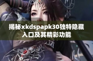 揭秘xkdspapk30独特隐藏入口及其精彩功能