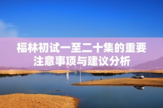 福林初试一至二十集的重要注意事项与建议分析