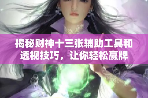 揭秘财神十三张辅助工具和透视技巧，让你轻松赢牌