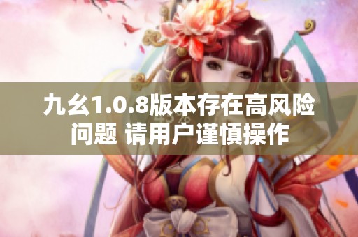 九幺1.0.8版本存在高风险问题 请用户谨慎操作