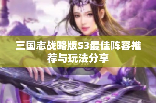 三国志战略版S3最佳阵容推荐与玩法分享