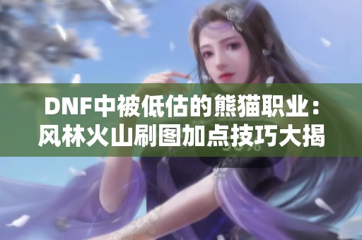 DNF中被低估的熊猫职业：风林火山刷图加点技巧大揭秘