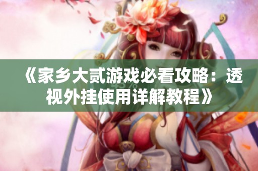 《家乡大贰游戏必看攻略：透视外挂使用详解教程》
