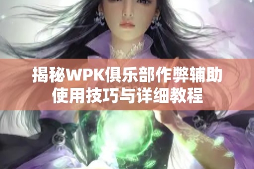 揭秘WPK俱乐部作弊辅助使用技巧与详细教程