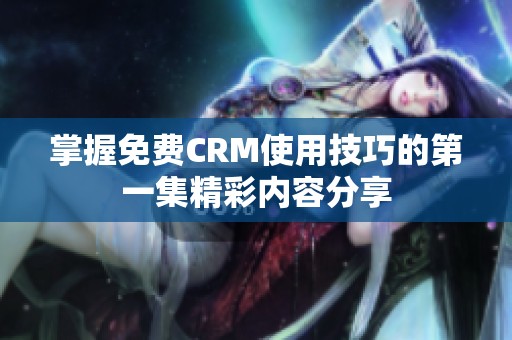 掌握免费CRM使用技巧的第一集精彩内容分享