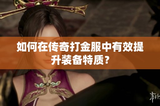 如何在传奇打金服中有效提升装备特质？