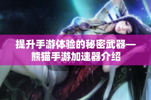 提升手游体验的秘密武器—熊猫手游加速器介绍