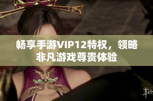 畅享手游VIP12特权，领略非凡游戏尊贵体验