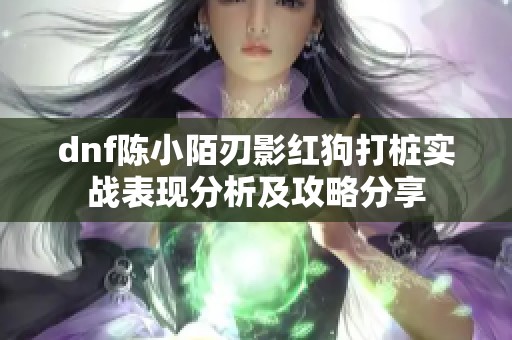 dnf陈小陌刃影红狗打桩实战表现分析及攻略分享
