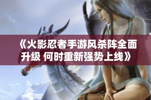 《火影忍者手游风杀阵全面升级 何时重新强势上线》