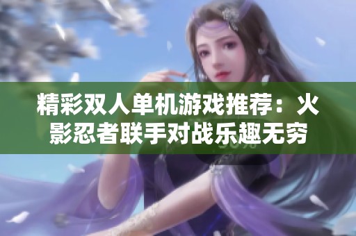 精彩双人单机游戏推荐：火影忍者联手对战乐趣无穷