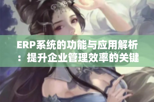 ERP系统的功能与应用解析：提升企业管理效率的关键工具