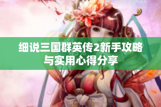 细说三国群英传2新手攻略与实用心得分享