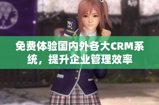 免费体验国内外各大CRM系统，提升企业管理效率