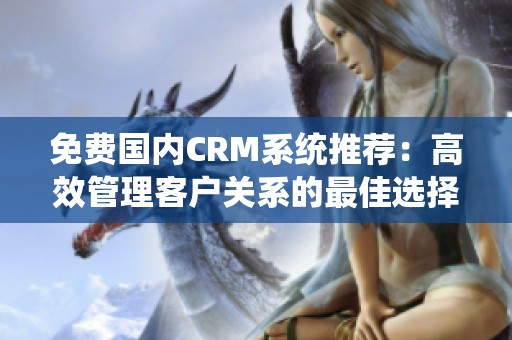 免费国内CRM系统推荐：高效管理客户关系的最佳选择