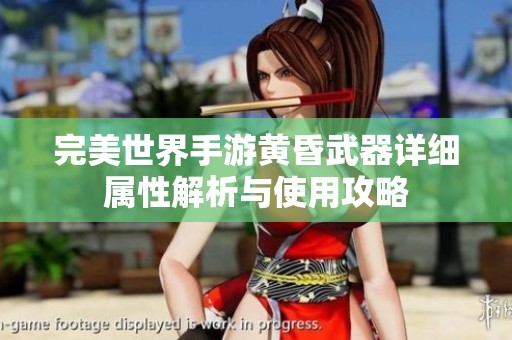 完美世界手游黄昏武器详细属性解析与使用攻略