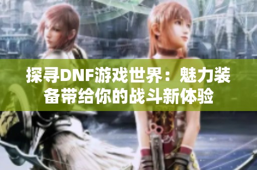 探寻DNF游戏世界：魅力装备带给你的战斗新体验