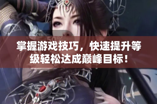 掌握游戏技巧，快速提升等级轻松达成巅峰目标！