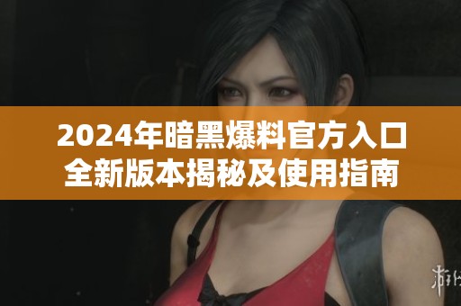 2024年暗黑爆料官方入口全新版本揭秘及使用指南