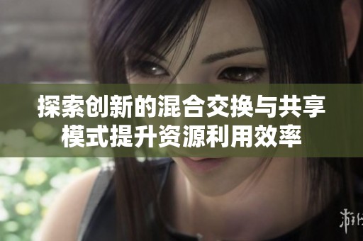 探索创新的混合交换与共享模式提升资源利用效率