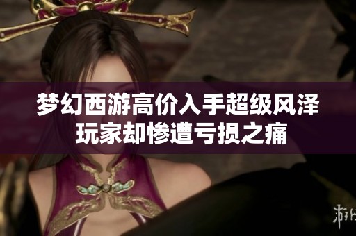 梦幻西游高价入手超级风泽 玩家却惨遭亏损之痛