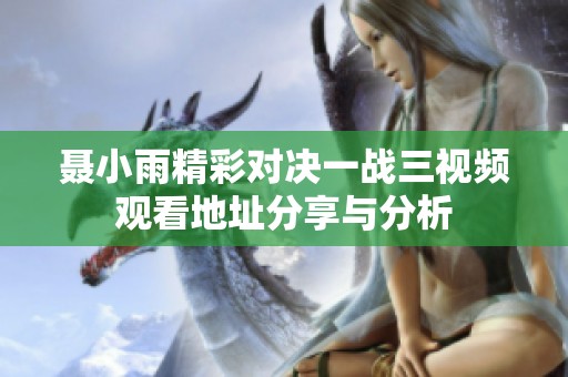 聂小雨精彩对决一战三视频观看地址分享与分析