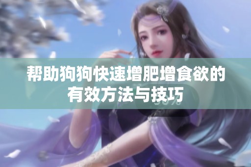 帮助狗狗快速增肥增食欲的有效方法与技巧