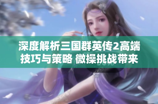 深度解析三国群英传2高端技巧与策略 微操挑战带来的极致游戏体验