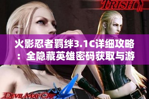 火影忍者羁绊3.1C详细攻略：全隐藏英雄密码获取与游戏策略解析
