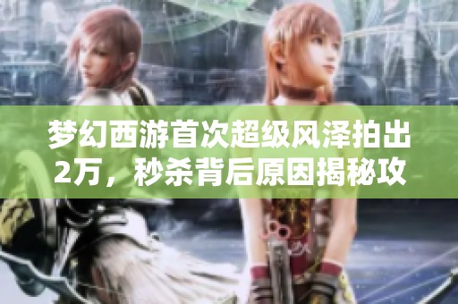 梦幻西游首次超级风泽拍出2万，秒杀背后原因揭秘攻速优势