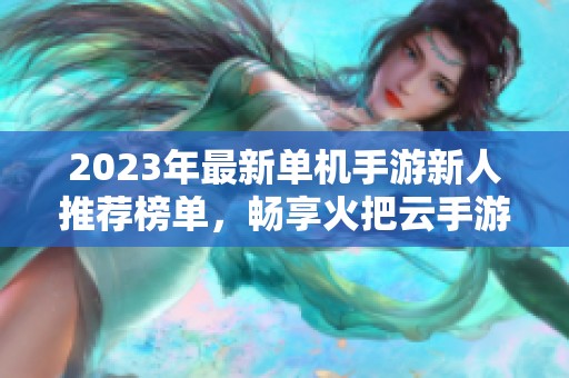 2023年最新单机手游新人推荐榜单，畅享火把云手游乐趣