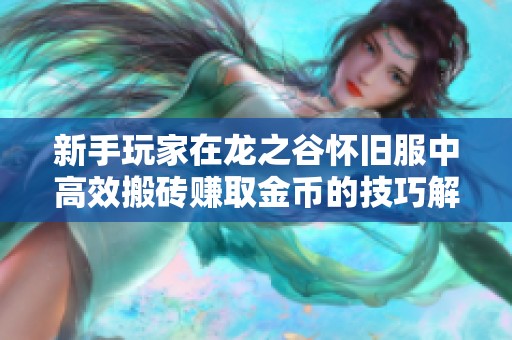 新手玩家在龙之谷怀旧服中高效搬砖赚取金币的技巧解析