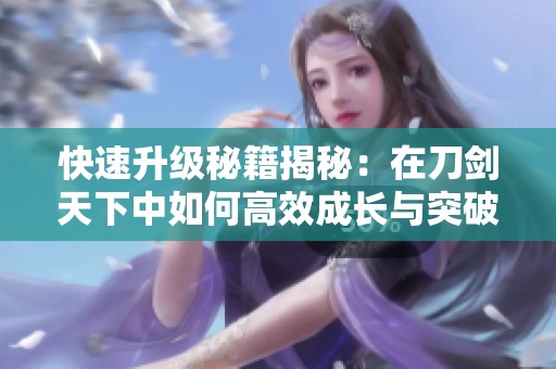 快速升级秘籍揭秘：在刀剑天下中如何高效成长与突破