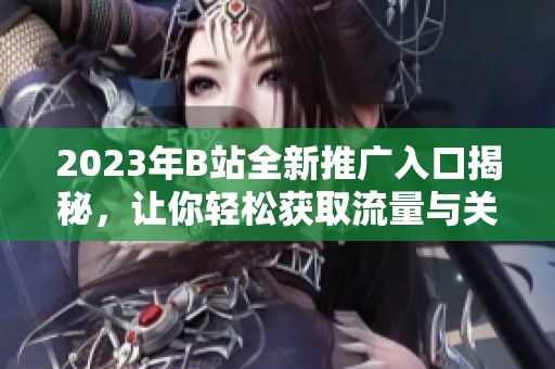 2023年B站全新推广入口揭秘，让你轻松获取流量与关注