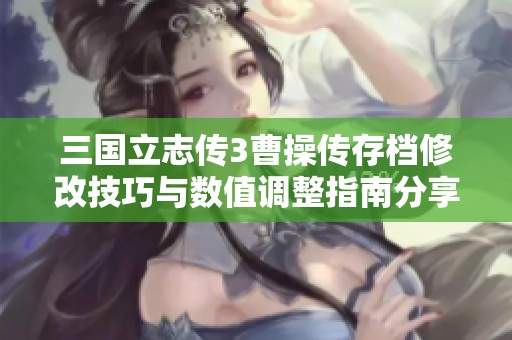 三国立志传3曹操传存档修改技巧与数值调整指南分享