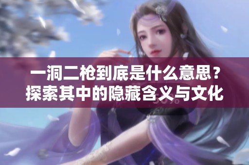 一洞二枪到底是什么意思？探索其中的隐藏含义与文化背景