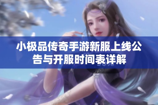 小极品传奇手游新服上线公告与开服时间表详解